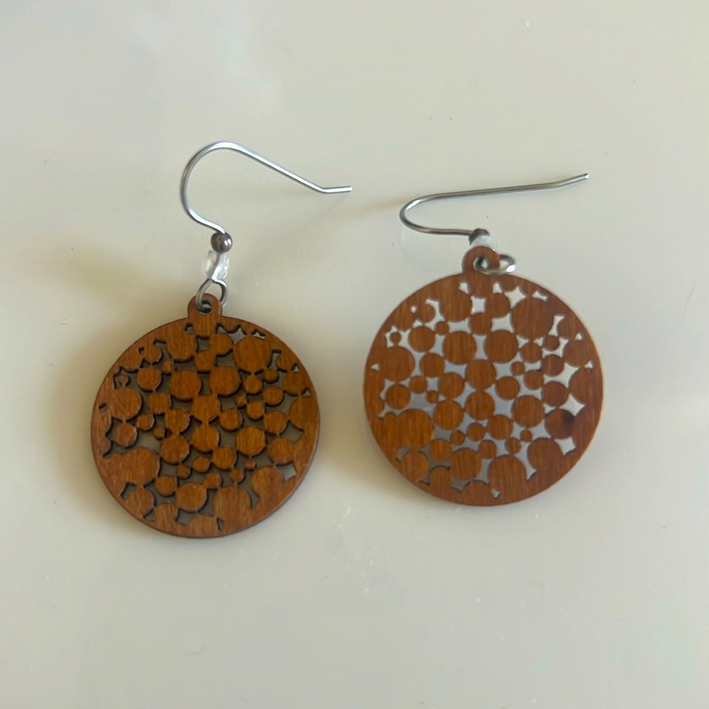 Wooden polkadot earrings